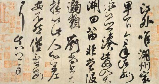 颜真卿 湖州帖 27.6cm×50.2cm 故宫博物院藏.jpg