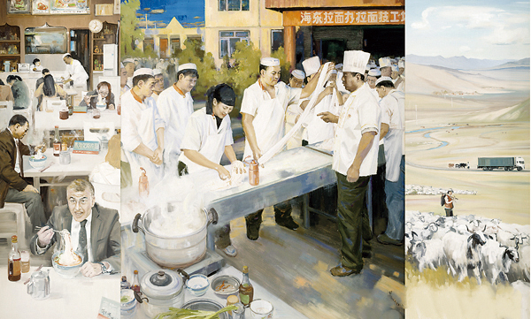 一碗拉面的幸福味道（油画） 180cm×300cm 许广专1.jpg