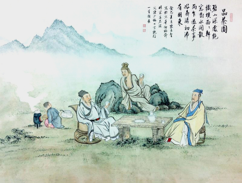 林庆萍 陈长智作品《品茶图》规格：68x112cm.jpg