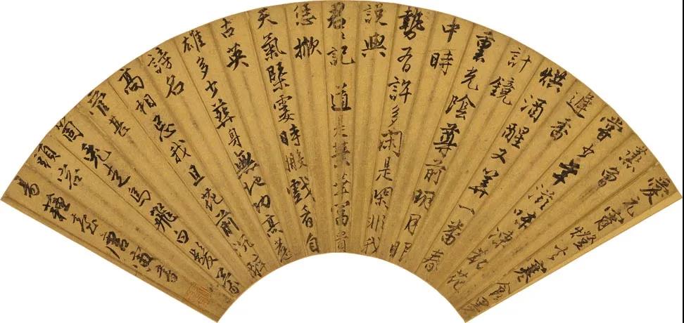 唐寅《望湘人·春日花前咏怀诗扇面》.jpg