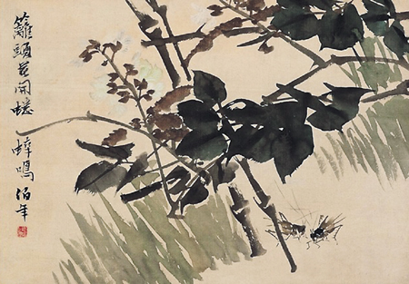 篱花蟋蟀（中国画）　任伯年 .jpg