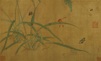 吴炳《嘉禾草虫图》，绢本设色，45.7×27.3cm，宋代.png