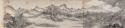 董邦达《夏山欲雨图卷》，纸本墨笔，344×40cm，清代.png