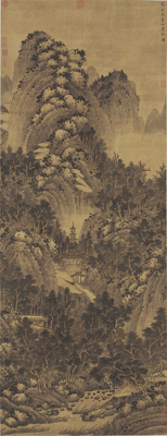 巨然《崇山夏林图轴》（传），纸本水墨，187×71.5cm，宋代.png