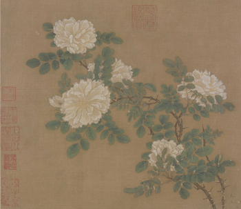马远《白蔷薇图》，绢本设色，26.2×25.8cm，宋代.png