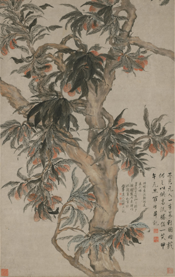 罗聘《荔枝图轴》（局部），纸本设色，157.4×90.5cm，清代.png