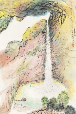天里伞花 24X36cm 陈崇通中国画 纸本设色  创作2018年8月 .jpg