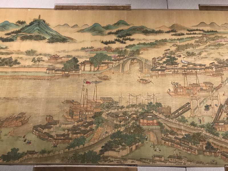 展厅现场，明 佚名《万年桥图》（局部）