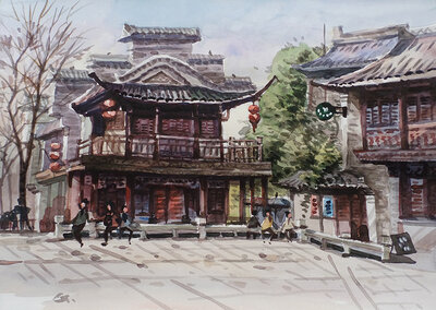 老门东一隅（尺寸39x54cm）2019年.jpg