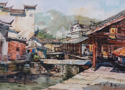 历史古镇·朱旺（尺寸39x54cm）2018年.jpg