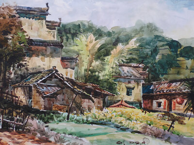 皖南农家小院（尺寸39x54cm）2019年.jpg