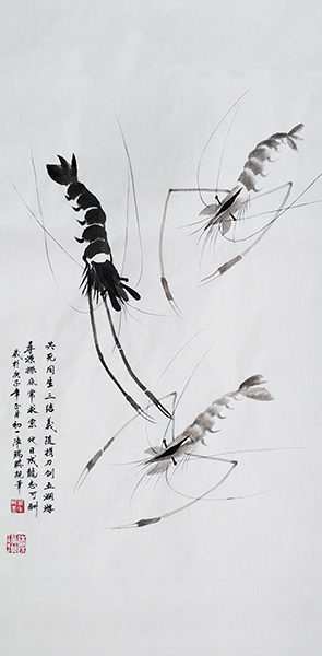 美术作品《虾》100cmx50cm2020年.jpg